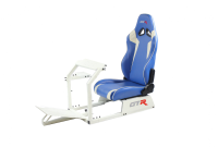 GTR Simulator - GTR Simulator GTA-Pro Model Racing Simulator Home Workstation Racing Cockpit with Real Racing Seat and Racing Rig Control Mounts Small Triple Mount, Fits up to three 24TV Monitors Diamond Silver Blue with White No. - Image 37
