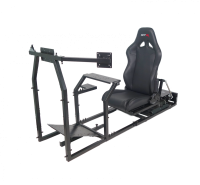 Sim Racing - Racing Simulators - GTR Simulator - GTR Simulator GTM motion Model Frame with Seat and Triple Monitor Stand (Motor, Shifter Holder, Seat Slider Included) Majestic Black Red with White
