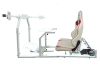 GTR Simulator - GTR Simulator GTM motion Model Frame with Seat and Triple Monitor Stand (Motor, Shifter Holder, Seat Slider Included) Majestic Black White with Red - Image 19