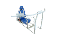 GTR Simulator - GTR Simulator GTM motion Model Frame with Seat and Triple Monitor Stand (Motor, Shifter Holder, Seat Slider Included) Diamond Silver Blue with White - Image 3