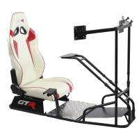 GTR Simulator - GTR Simulator GTSF Model Racing Simulator with Gear Shifter & Steering Mounts, Monitor Mount and Real Racing Seat Alpine White with Red Stripes - Image 80