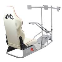 GTR Simulator - GTR Simulator GTSF Model Racing Simulator with Gear Shifter & Steering Mounts, Monitor Mount and Real Racing Seat Alpine White with Red Stripes - Image 158
