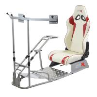 GTR Simulator - GTR Simulator GTSF Model Racing Simulator with Gear Shifter & Steering Mounts, Monitor Mount and Real Racing Seat Alpine White with Red Stripes - Image 154