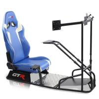 GTR Simulator - GTR Simulator GTSF Model Racing Simulator with Gear Shifter & Steering Mounts, Monitor Mount and Real Racing Seat Blue with White - Image 45