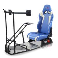 GTR Simulator - GTR Simulator GTSF Model Racing Simulator with Gear Shifter & Steering Mounts, Monitor Mount and Real Racing Seat Blue with White - Image 43