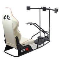 GTR Simulator - GTR Simulator GTSF Model Racing Simulator with Gear Shifter & Steering Mounts, Monitor Mount and Real Racing Seat Blue with White - Image 72