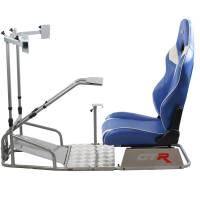 GTR Simulator - GTR Simulator GTSF Model Racing Simulator with Gear Shifter & Steering Mounts, Monitor Mount and Real Racing Seat Blue with White - Image 123