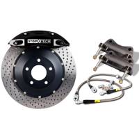 StopTech Big Brake Kit; Black Caliper; Drilled Two-Piece Rotor; Front