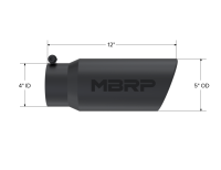 MBRP - MBRP Universal Tip 5 O.D. Angled Rolled End 4 inlet 12 length - Black Finish - T5051BLK - Image 4