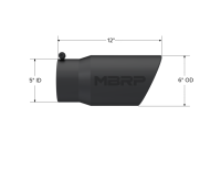 MBRP - MBRP Universal Tip 6in O.D. Angled Rolled End 5 inlet 12 length - Black Finish - T5075BLK - Image 4