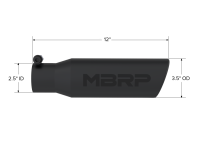 MBRP - MBRP Universal Tip 3in O.D. Angled Rolled End 2 inlet 12 length - Black Finish - T5113BLK - Image 4