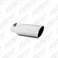 MBRP - MBRP Universal Tip 4in OD 2.5in Inlet 12in Length Angled Cut Rolled End Clampless No-Weld T304 - T5150 - Image 1