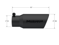 MBRP - MBRP Universal Tip 4in OD 3in Inlet 10in Length Angled Rolled End Black - T5155BLK - Image 4