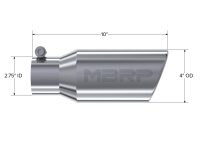 MBRP - MBRP Universal Tip 4in OD 2.75in Inlet 10in Length Angled Rolled End T304 - T5157 - Image 4