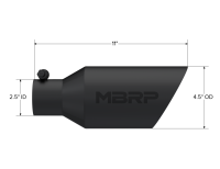 MBRP - MBRP Universal Dual Wall Angle Rolled End Tip 4-1/2in OD / 2-1/2in Inlet / 11in Length - Black - T5161BLK - Image 4