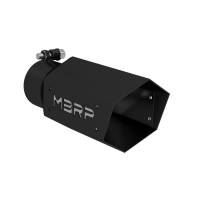 MBRP Universal 4in Hex Tip 3in Inlet 10in Length w/ Logo - Black Coated - T5169BLK