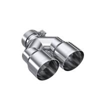 MBRP 3in ID / Dual 4in OD Out Staggered L 9.37in / R 9.87in Single Wall T304 SS Univ Exhaust Tip - T5183