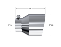 MBRP - MBRP Universal T304 Stainless Steel Tip, 3in ID / 5in OD Out / 6.5in Length / Angle Cut  Single Wall - T5184 - Image 2