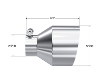 MBRP - MBRP Universal T304 Stainless Steel Tip 2.5in ID / 5in OD Out / 6.5in Length Angle Cut Single Wall - T5190 - Image 2