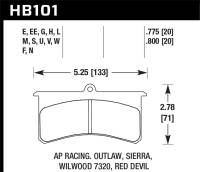 Hawk DTC-50 Wilwood SL/AP Racing/Outlaw 20mm Race Brake Pads - HB101V.800