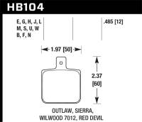Hawk Wilwood DL Single Outlaw w/0.156in Center Hole DTC-30 Race Pads - HB104W.485