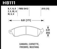 Hawk Performance - Hawk 94-04 Mustang Cobra / 88-95 Corvette 5.7L / 88-92 Camaro w/ Hvy Duty Brakes DTC-60 Race Brake P - HB111G.610 - Image 1