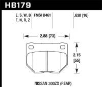 Hawk Performance - Hawk 89-93 Nissan 300ZX / 89-95 Skyline / 06-07 Subaru Impreza WRX Race HT-10 Rear Brake Pads - HB179S.630 - Image 1