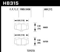 Hawk 95-98 Toyota Tacoma HPS 5.0 Front Brake Pads - HB315B.669