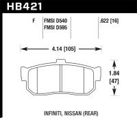 Hawk Performance - Hawk 92-98 Maxima / 93-01 Altima / 00 Infiniti I30 / 91-96 G20 / 99-01 G20 HPS Street Rear Brake Pad - HB421F.622 - Image 1