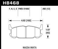 Hawk 03-05 Miata w/ Sport Suspension Blue 9012 Race Rear Brake Pads D1002 - HB468E.492