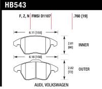 Hawk 06-11 Audi A3 2.0L Base Front ER-1 Brake Pads - HB543D.760