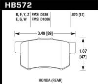 Hawk 07-08 Acura TL Type S / 99-08 Acura TL 3.2L HPS Street Rear Brake Pads - HB572F.570