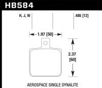Hawk Aerospace Single Dynalite 12mm Thickness DTC-30 Race Brake Pads - HB584W.485