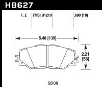 Hawk Performance - Hawk 08-11 Scion xB / 08-10 Scion xD / 09-10 Toyota Corolla / 09-10 Matrix / 06-10 Rav4 / 10 Lexus H - HB627F.690 - Image 1