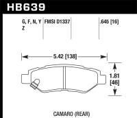 Hawk Performance - Hawk 10-15 Chevrolet Camaro 3.6L / 08-14 Cadillac CTS (w/JE5/J55 Brakes) DTC-60 Race Rear Brake Pads - HB639G.645 - Image 1