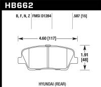 Hawk Performance - Hawk 10 Hyundai Genesis Coupe (w/o Brembo Breaks) HP+ Autocross 15mm Rear Brake Pads - HB662N.587 - Image 1