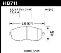 Hawk 13 Subaru BRZ/13 Legacy 2.5i / 13 Scion FR-S DTC-70 Front Race Brake Pads - HB711U.661