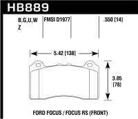 Hawk 2017 Ford Focus PC Front Brake Pads - HB889Z.550