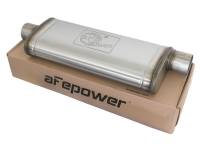 aFe MACHForce XP SS Muffler 3in Center Inlet / 3in Offset Outlet 22in L x 9in W x4in H Body - 49M00017