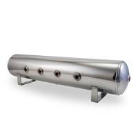 Air Lift 4 Gal Alum Tank - (4) 1/4in Face (2) 3/8in Ports & 1/4in Drain - 30in L X 6in D - Polished - 12957