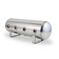 Air Lift - Air Lift 2.5 Gal Alum Air Tank - (4) 1/4in Face Ports & 1/4in Drain Port - 20in L X 6in D - Polished - 12958 - Image 1