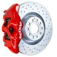 Brembo 07-15 TT 2.0T/07-15 TT 3.2/09-15 TTS Front GT BBK 4 Piston Cast 345x30 1pc Rotor Drilled-Red - 1S4.8001A2