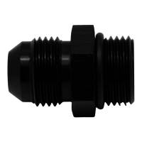 DeatschWerks 8AN ORB Male to 8AN Male Flare Adapter (Incl O-Ring) - Anodized Matte Black - 6-02-0402-B