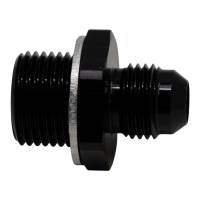 DeatschWerks 6AN Male Flare to M18 X 1.5 Male Metric Adapter (Incl Washer) - Anodized Matte Black - 6-02-0616-B