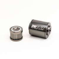 DeatschWerks Stainless Steel 10AN 10 Micron Universal Inline Fuel Filter Housing Kit (70mm) - 8-03-070-010K