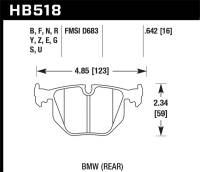 Hawk Performance - Hawk BMW 3/5/7Series/M3/M5/X3/X5/Z4/Z8 / Land Rover Range Rover Blue 9012 Race Rear Brake Pads - HB518E.642 - Image 1