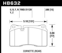 Hawk 06-10 VW Touareg Front /09-11 Corvette Z06/ZR-1 (w/Carbon Ceramic Brake Package and Iron rotors - HB632F.586