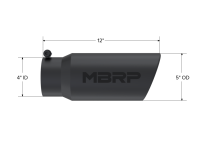 MBRP - MBRP Universal Tip 5 O.D. Angled Rolled End 4 inlet 12 length - Black Finish - T5051BLK - Image 3
