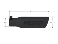MBRP - MBRP Universal Tip 3in O.D. Angled Rolled End 2 inlet 12 length - Black Finish - T5113BLK - Image 3