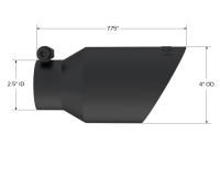 MBRP - MBRP Universal 4in OD Dual Wall Angled 2.5in Inlet 8in Lgth Exhaust Tip - Black - T5123BLK - Image 3